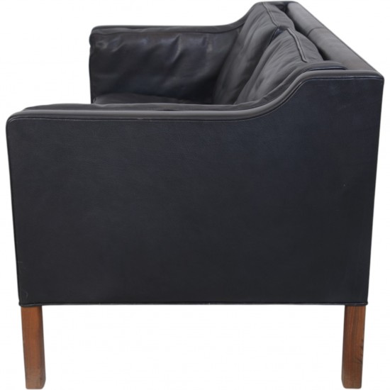 Børge Mogensen 2212 2.personers sofa i sort læder 1980'erne