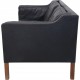 Børge Mogensen 2212 2.personers sofa i sort læder 1980'erne