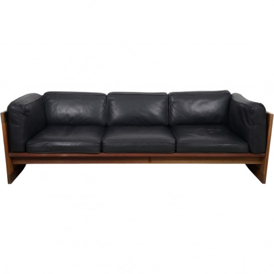 Dansk design sofa 3.pers i sort læder