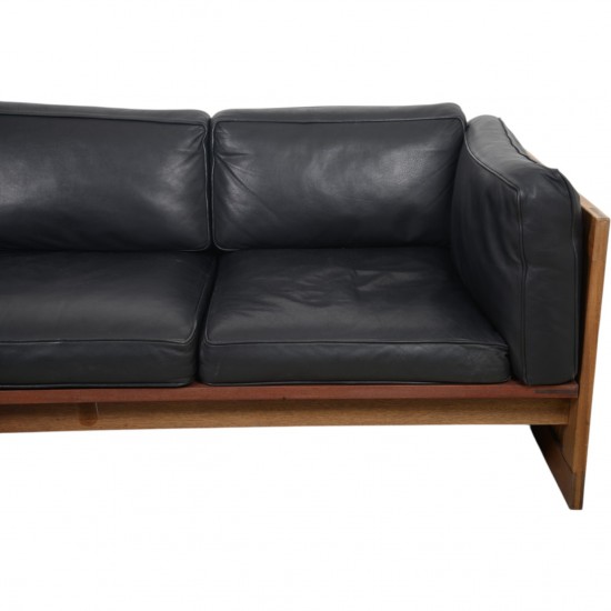 Dansk design sofa 3.pers i sort læder