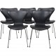 Arne Jacobsen Sæt af 5 Syver stole i sort læder 1990'erne