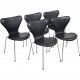 Arne Jacobsen Sæt af 5 Syver stole i sort læder 1990'erne
