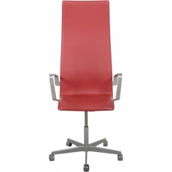 Arne Jacobsen høj Oxford kontorstol i rødt Essential læder 2014