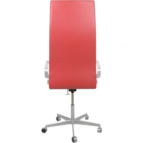 Arne Jacobsen høj Oxford kontorstol i rødt Essential læder 2014