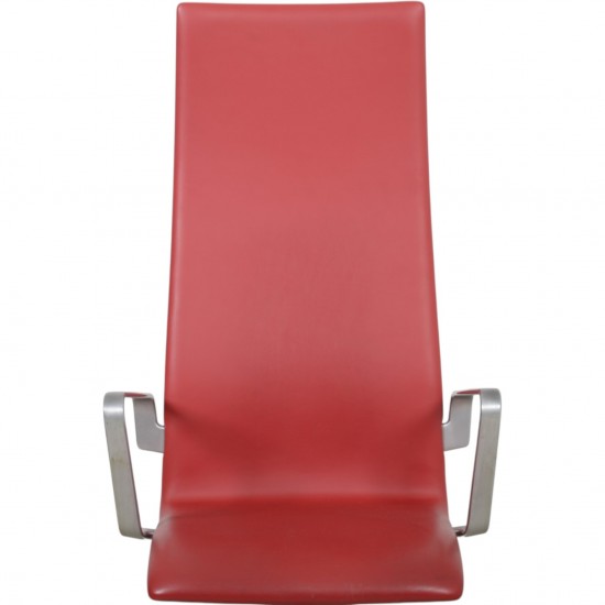 Arne Jacobsen høj Oxford kontorstol i rødt Essential læder 2014