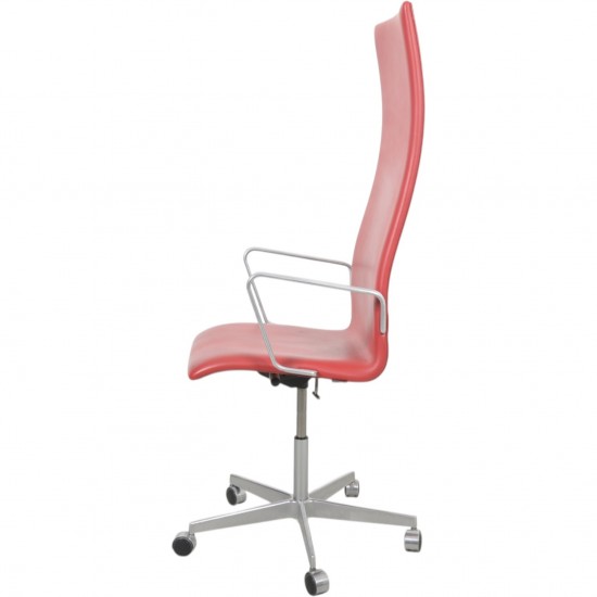 Arne Jacobsen høj Oxford kontorstol i rødt Essential læder 2014