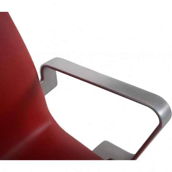 Arne Jacobsen høj Oxford kontorstol i rødt Essential læder 2014