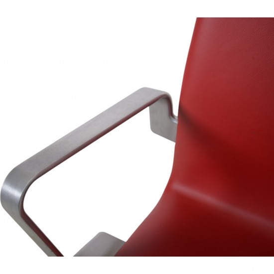 Arne Jacobsen høj Oxford kontorstol i rødt Essential læder 2014