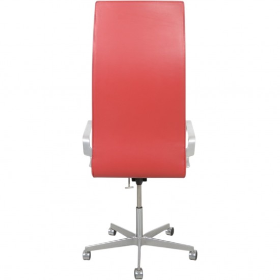 Arne Jacobsen høj Oxford kontorstol i rødt Essential læder 2014