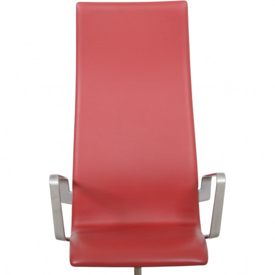 Arne Jacobsen høj Oxford kontorstol i rødt Essential læder 2014