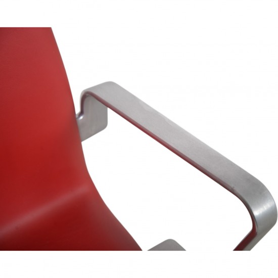 Arne Jacobsen høj Oxford kontorstol i rødt Essential læder 2014