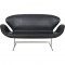 Arne Jacobsen Svane sofa i sort læder 2006