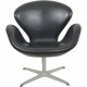 Arne Jacobsen Svane stol i sort Aura læder 2017