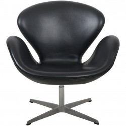 Arne Jacobsen Svane stol i sort læder 1990'erne
