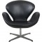 Arne Jacobsen Svane stol i sort læder 1990'erne