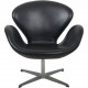 Arne Jacobsen Svane stol i sort læder 1990'erne