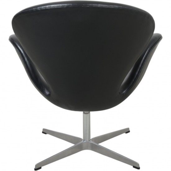 Arne Jacobsen Svane stol i sort læder 1990'erne