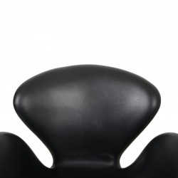 Arne Jacobsen Svane stol i sort læder 1990'erne