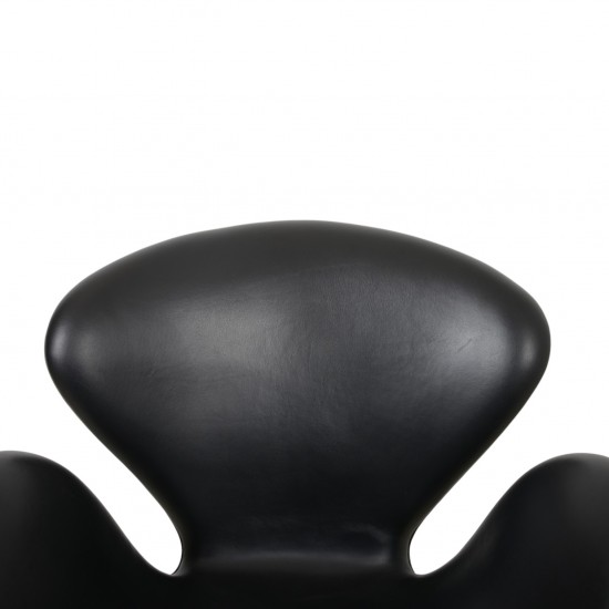Arne Jacobsen Svane stol i sort læder 1990'erne