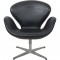 Arne Jacobsen Svane stol i sort læder 2000'erne