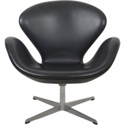 Arne Jacobsen Svane stol i sort læder 1960'erne