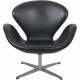 Arne Jacobsen Svane stol i sort læder 1960'erne