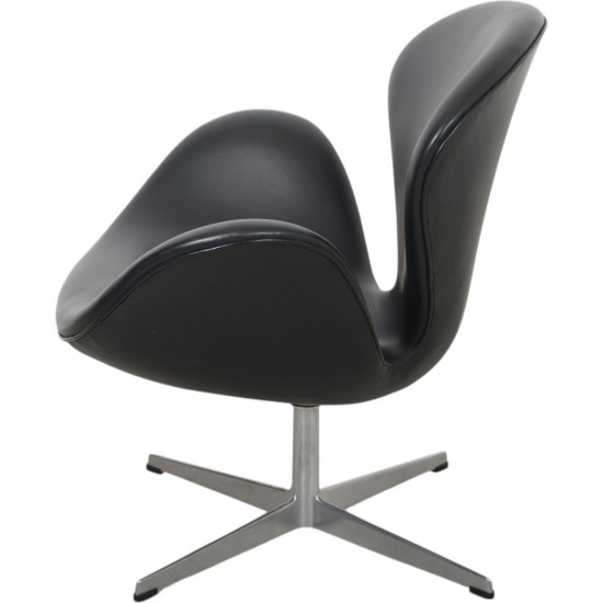 Arne Jacobsen Svane stol i sort læder 1960'erne