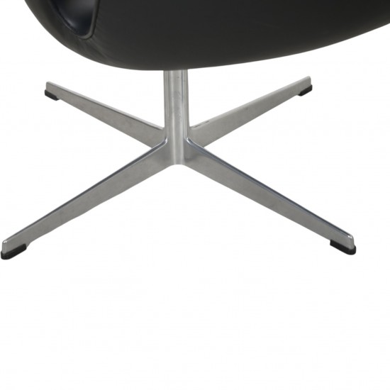 Arne Jacobsen Svane stol i sort læder 1960'erne