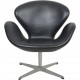 Arne Jacobsen Svane stol i sort læder 2000'erne