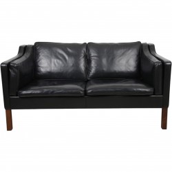Børge Mogensen 2212 2.personers sofa i sort læder 1980'erne