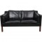 Børge Mogensen 2212 2.personers sofa i sort læder 1980'erne