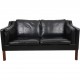 Børge Mogensen 2212 2.personers sofa i sort læder 1980'erne