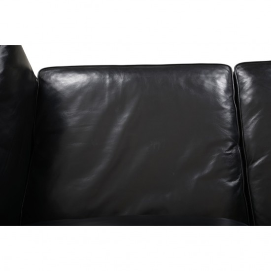 Børge Mogensen 2212 2.personers sofa i sort læder 1980'erne