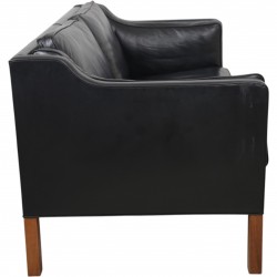 Børge Mogensen 2212 2.personers sofa i sort læder 1980'erne