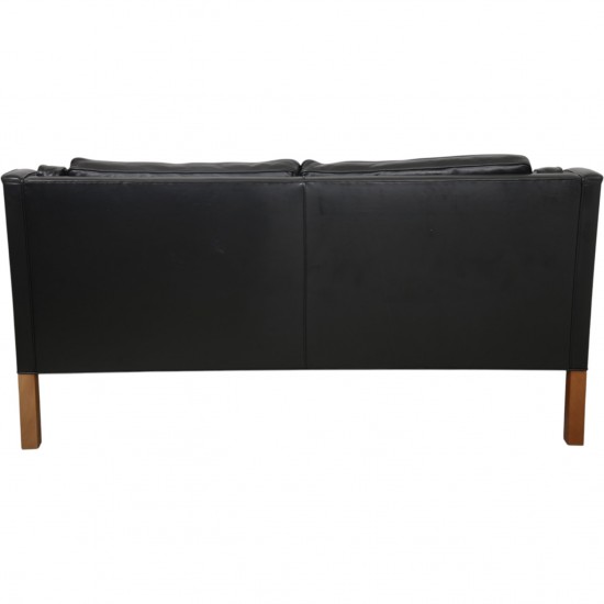 Børge Mogensen 2212 2.personers sofa i sort læder 1980'erne