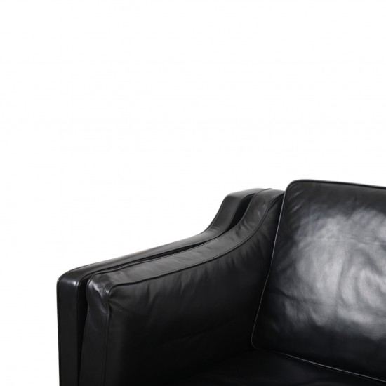 Børge Mogensen 2212 2.personers sofa i sort læder 1980'erne