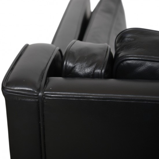 Børge Mogensen 2212 2.personers sofa i sort læder 1980'erne