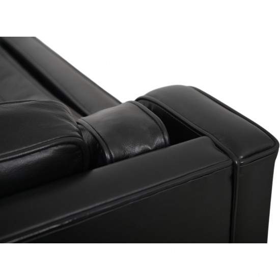 Børge Mogensen 2212 2.personers sofa i sort læder 1980'erne