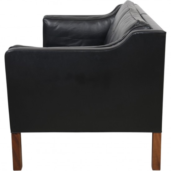 Børge Mogensen 2212 2.personers sofa i sort læder 1980'erne