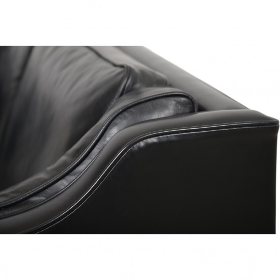 Børge Mogensen 2212 2.personers sofa i sort læder 1980'erne