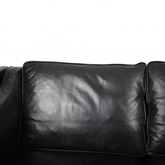 Børge Mogensen 2212 2.personers sofa i sort læder 1980'erne