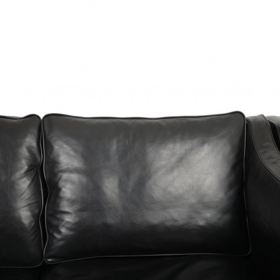 Børge Mogensen 2212 2.personers sofa i sort læder 1980'erne