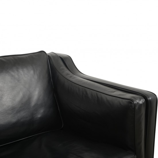 Børge Mogensen 2212 2.personers sofa i sort læder 1980'erne