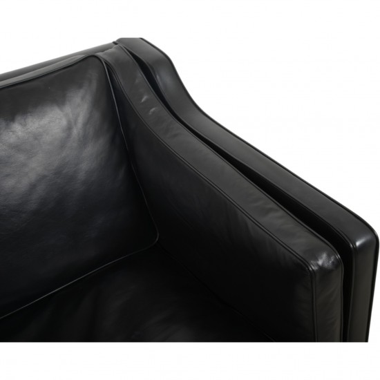 Børge Mogensen 2212 2.personers sofa i sort læder 1980'erne