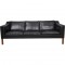 Børge Mogensen 2213 3.personers sofa i sort læder 1980'erne