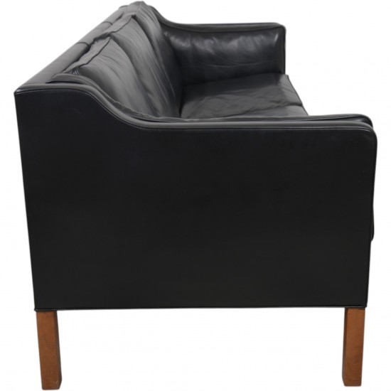 Børge Mogensen 2213 3.personers sofa i sort læder 1980'erne