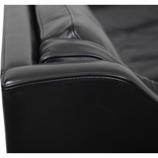 Børge Mogensen 2213 3.personers sofa i sort læder 1980'erne