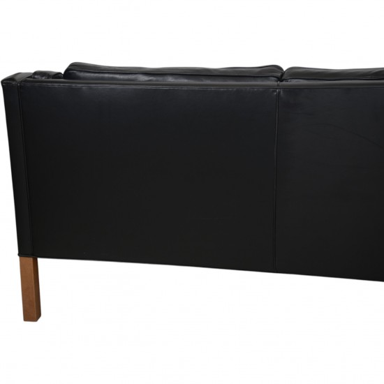 Børge Mogensen 2213 3.personers sofa i sort læder 1980'erne