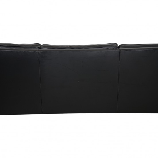 Børge Mogensen 2213 3.personers sofa i sort læder 1980'erne