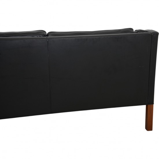 Børge Mogensen 2213 3.personers sofa i sort læder 1980'erne